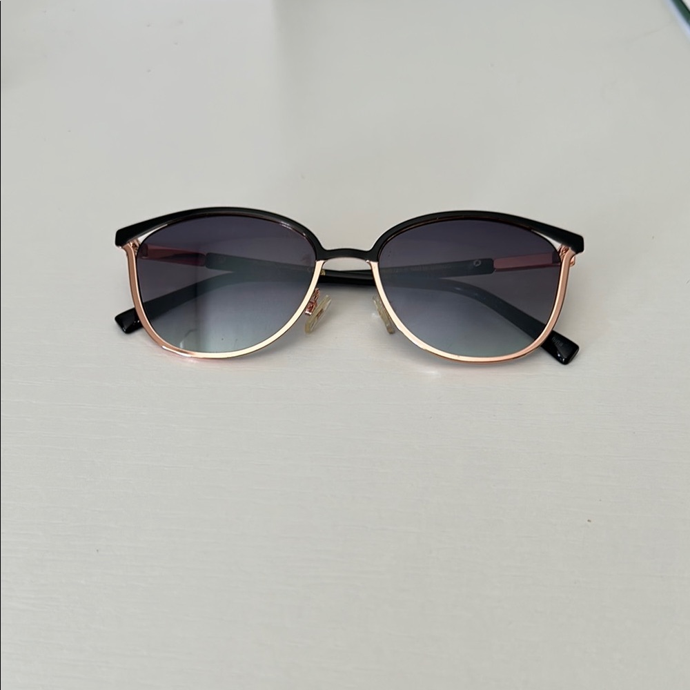 Nanette Lepore Black and Rose Gold Wayfarer Sunglasses